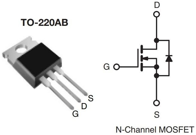 Tranzistor IRF740 N-MOSFET 400V, 10A, 125W, 0.55R TO220 China