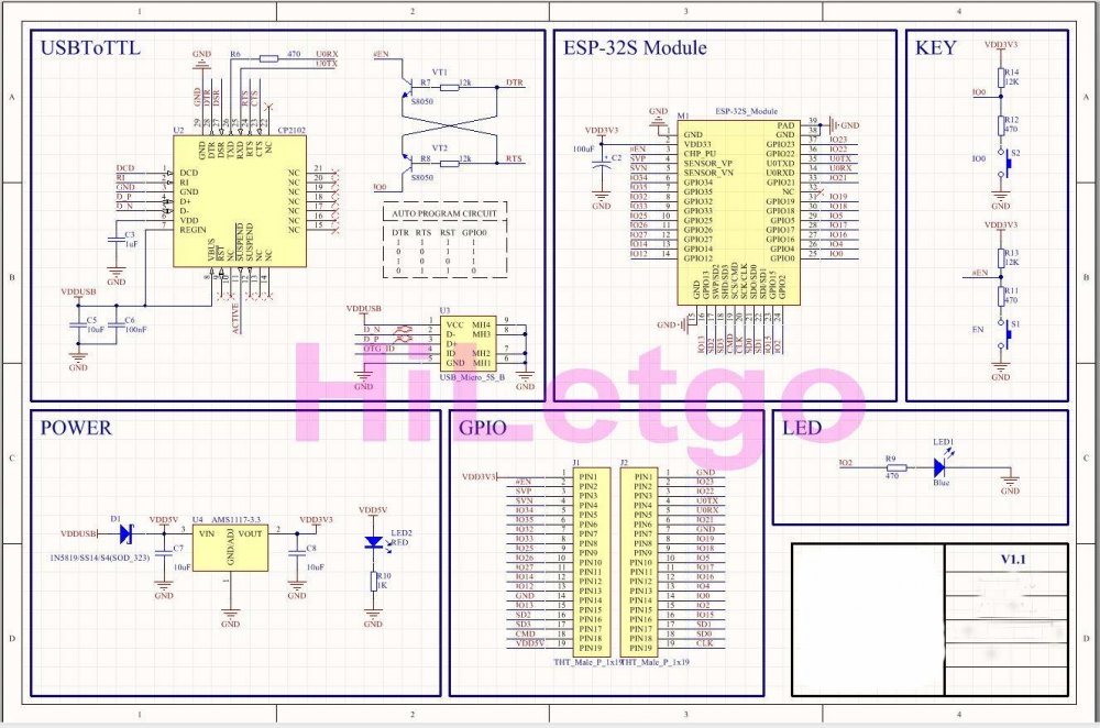 ESP-WROOM-32 ESP32 Micro USB Vývojářská deska (38pin), briv