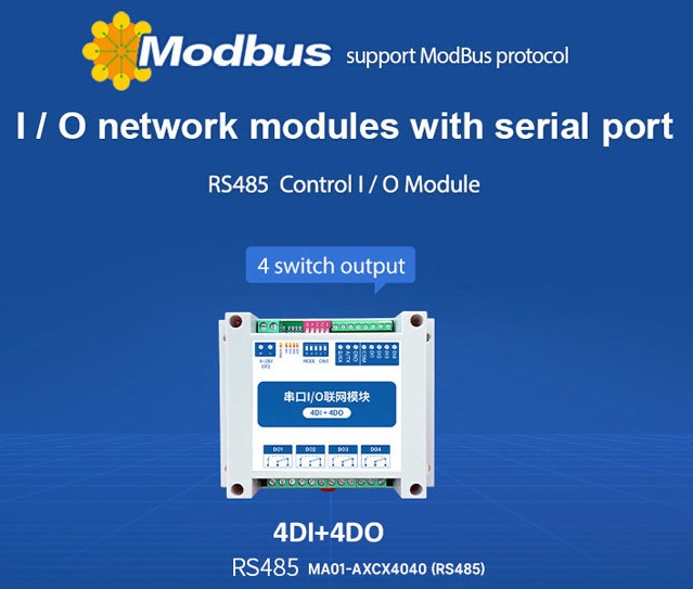 MA0-1-AXCX4040 ModBus RTU Sériový IO Modul s RS485 4DI+4DO, briv