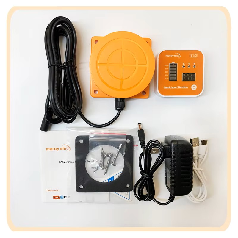 ME201R Ultrazvukový senzor hladiny s LED a teplotním indikátorem, briv