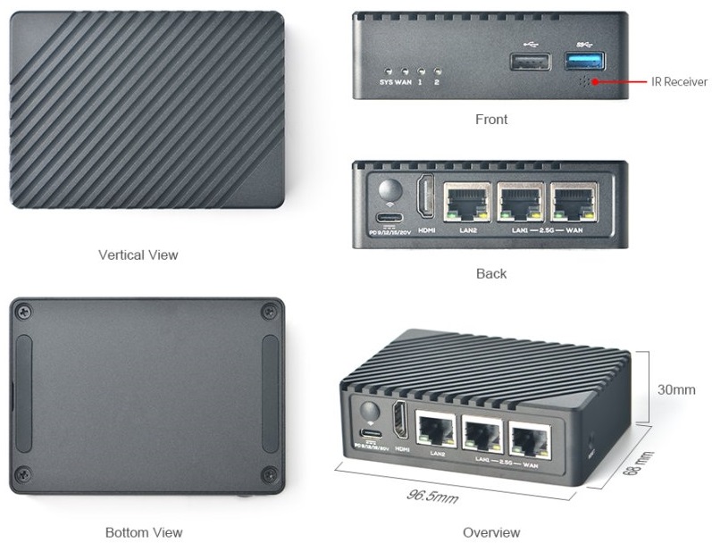 NanoPi R6S 8GB RAM, 64GB eMMC - Vysoce výkonný mini-router, briv