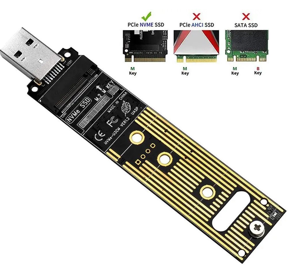 Adaptér M.2 NVMe na USB 3.1 - Rychlý přenos dat, briv