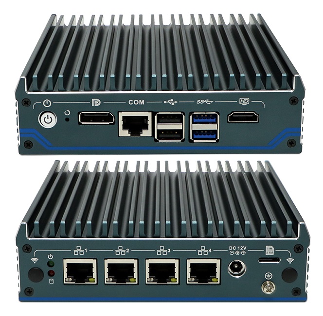 N1241 Průmyslové Mini PC Barebone Fanless N100, briv