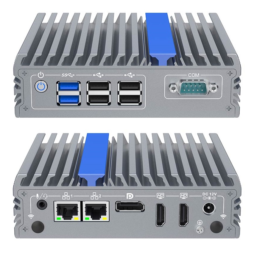 IEXP-302, J3710 průmyslové mini PC, bezventilátorové, 12V, Barebone, briv