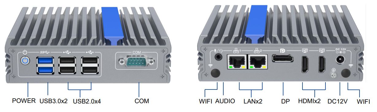 IEXP-302, J3710 průmyslové mini PC, bezventilátorové, 12V, Barebone, briv