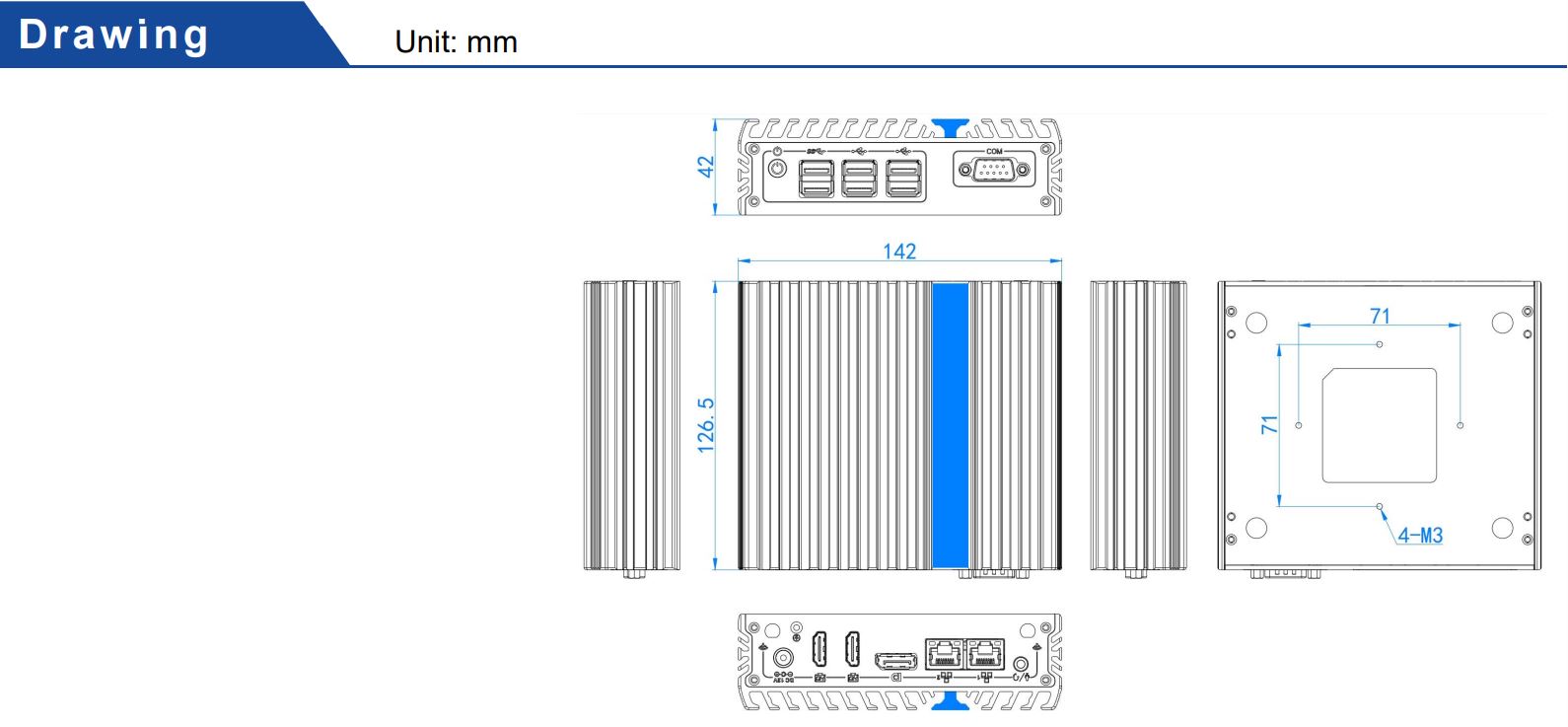 IEXP-302, J3710 průmyslové mini PC, bezventilátorové, 12V, Barebone, briv
