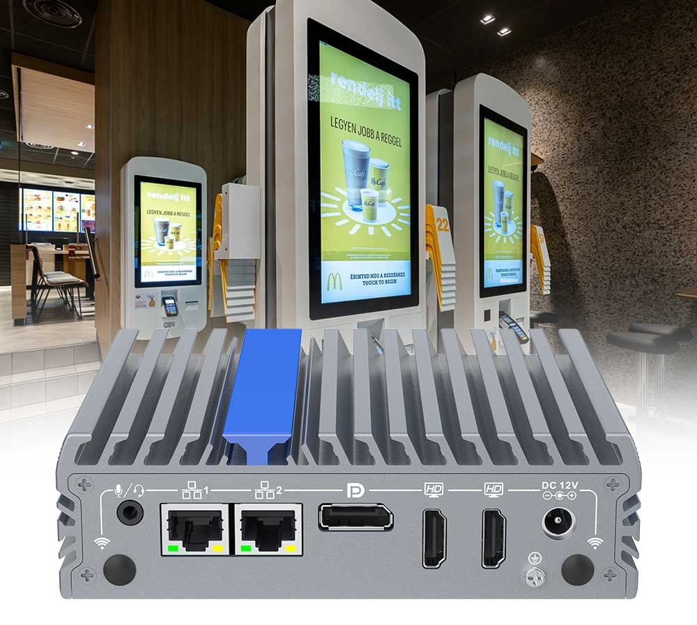 IEXP-302, J3710 průmyslové mini PC, bezventilátorové, 12V, Barebone, briv