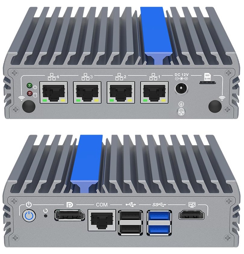 IEXP-304 Průmyslové PC, Intel N100, 4× 2.5G LAN, bezventilátorové, briv