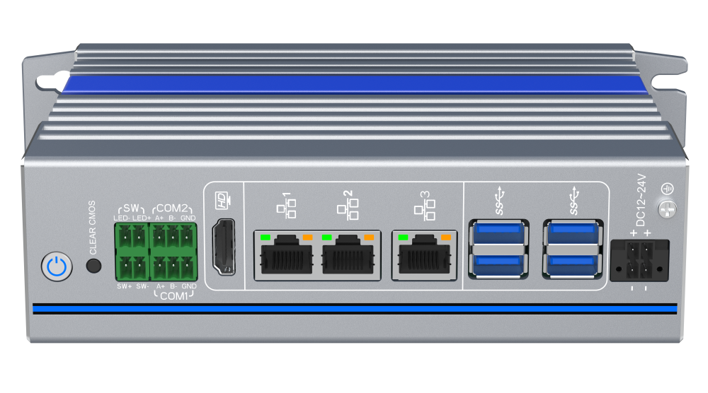 IEXP-312 průmyslové PC, Intel N97, 3× LAN, bez ventilátoru, DIN lišta, briv