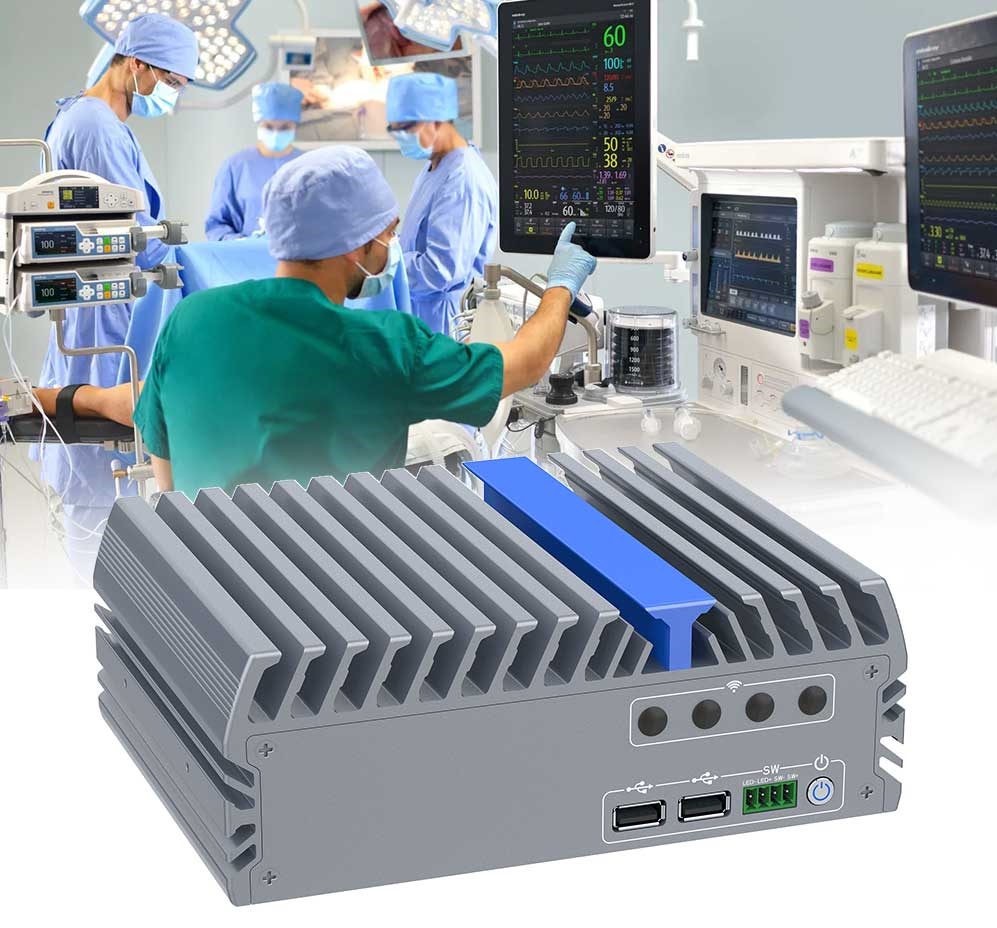 IEXP-522 průmyslový počítač, 2× 2.5G LAN, 6× COM, fanless, briv