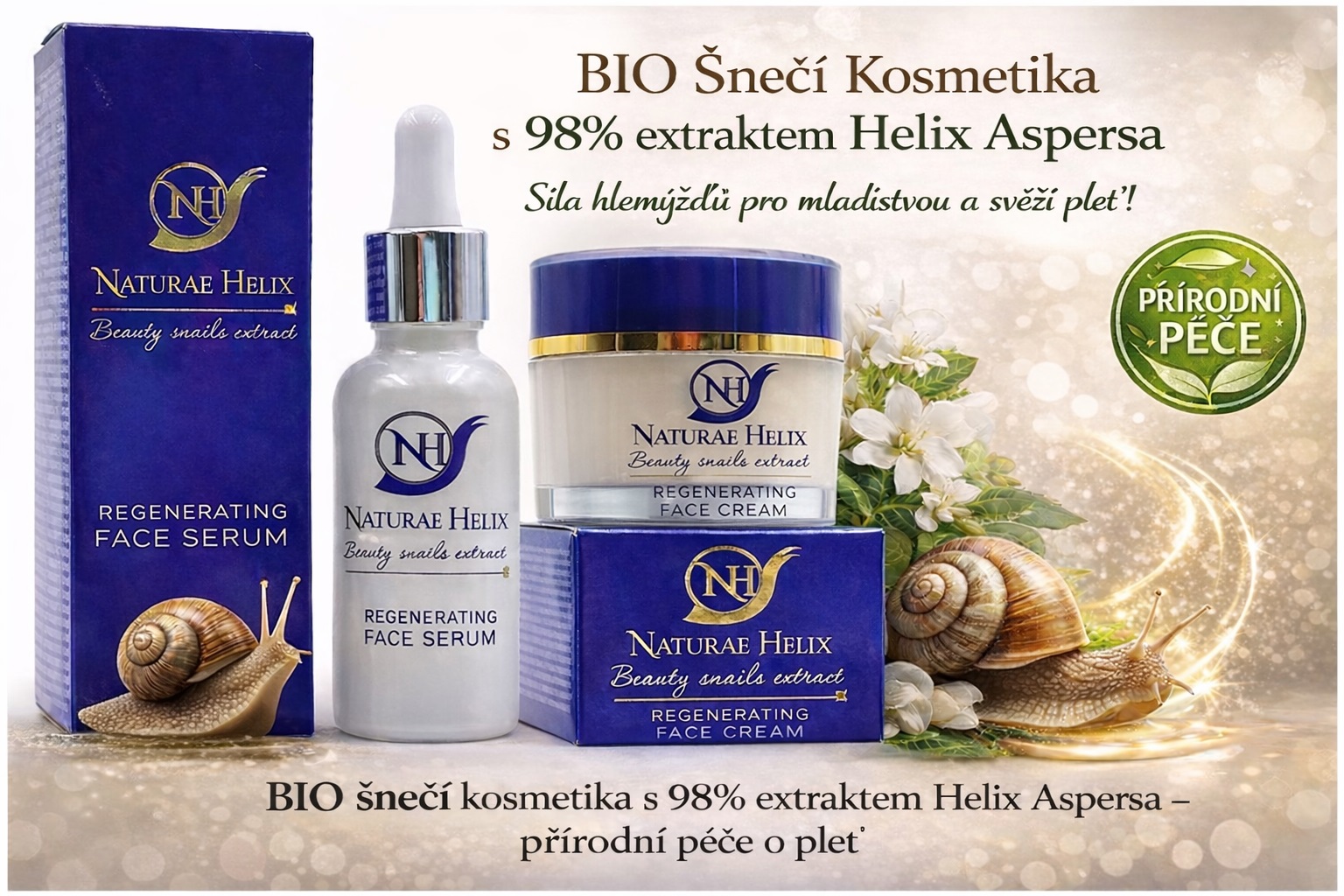 BIO pleťová kosmetika s hlemýždím extraktem pro zdravou pleť, briv