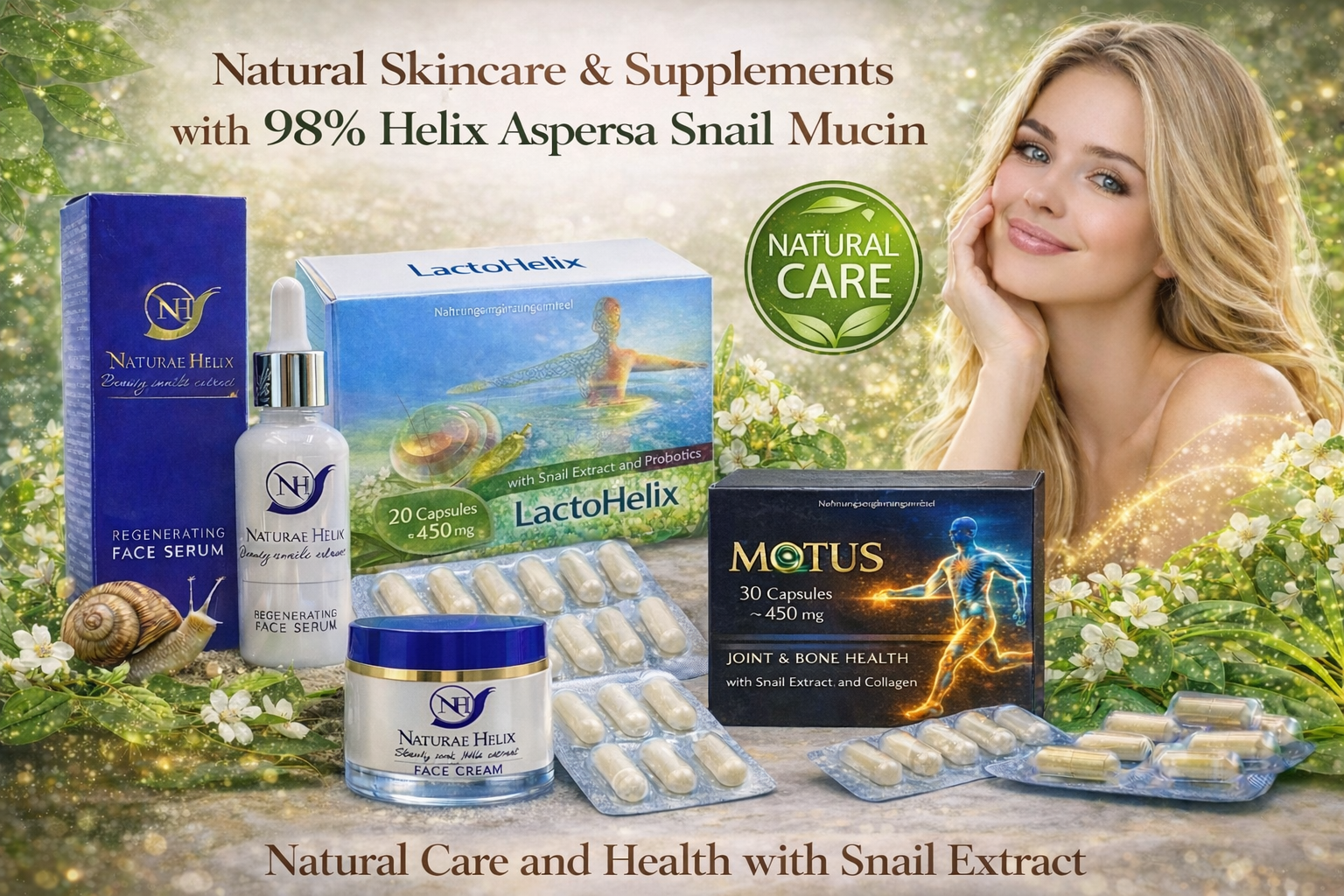 Natural cosmetics Helix Aspersa with snail extract, briv