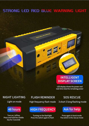 NPP A9 3v1 69800mAh power bank a startovací box LED NPP A9 3v1 69800mAh power bank a startovací box LED