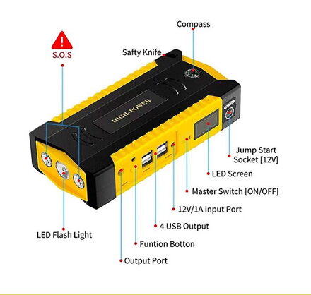 NPP A9 3v1 69800mAh power bank a startovací box LED NPP A9 3v1 69800mAh power bank a startovací box LED