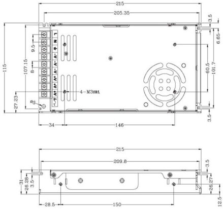ELDV-24E400B 24V 16.7A PFC LED zdroj, 400W, vnitřní