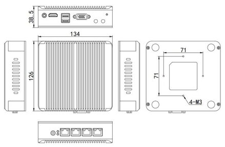 N25, Intel Cerelon J4125, 4 LAN, barebone, fanless, mini PC