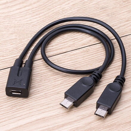 Micro USB 2.0 rozbočovač kabel 1F - 2M, 20cm
