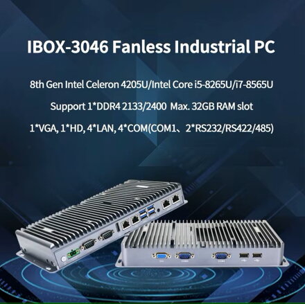 iBox-3046 Průmyslový počítač Intel Core i5-8260U 4 LAN porty