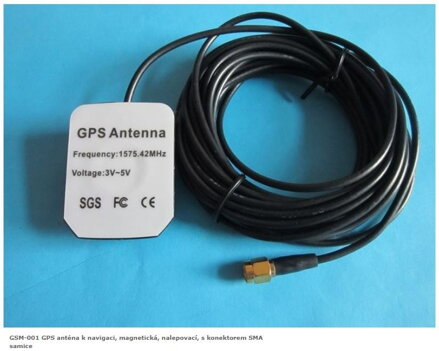 GSM-001 GPS anténa k navigaci, magnetická, nalepovací, s konektorem SMA samec
