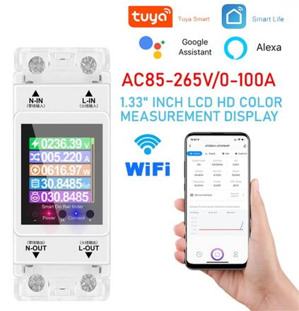 AT2P Tuya WIFI Chytrý Vypínač a Měřič Energie AC 220V 100A